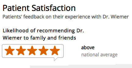 Healthgrades Testamonials show a 5 star rating for Dr David Wiemer at Shelton Dental Center in Shelton, CT 203-924-8922